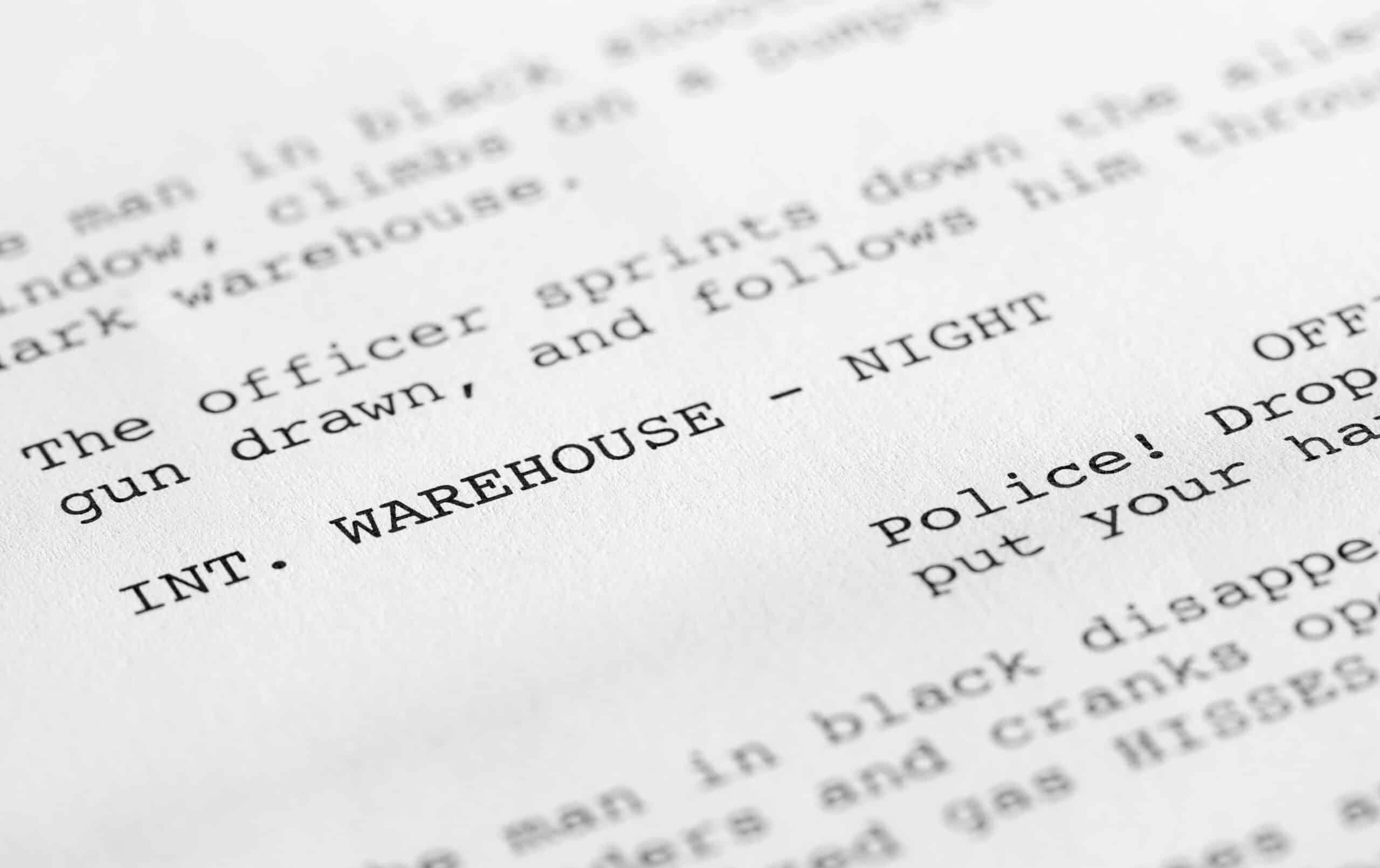 Close up image of the words on a film script