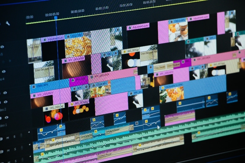 Film being cut in video editing software