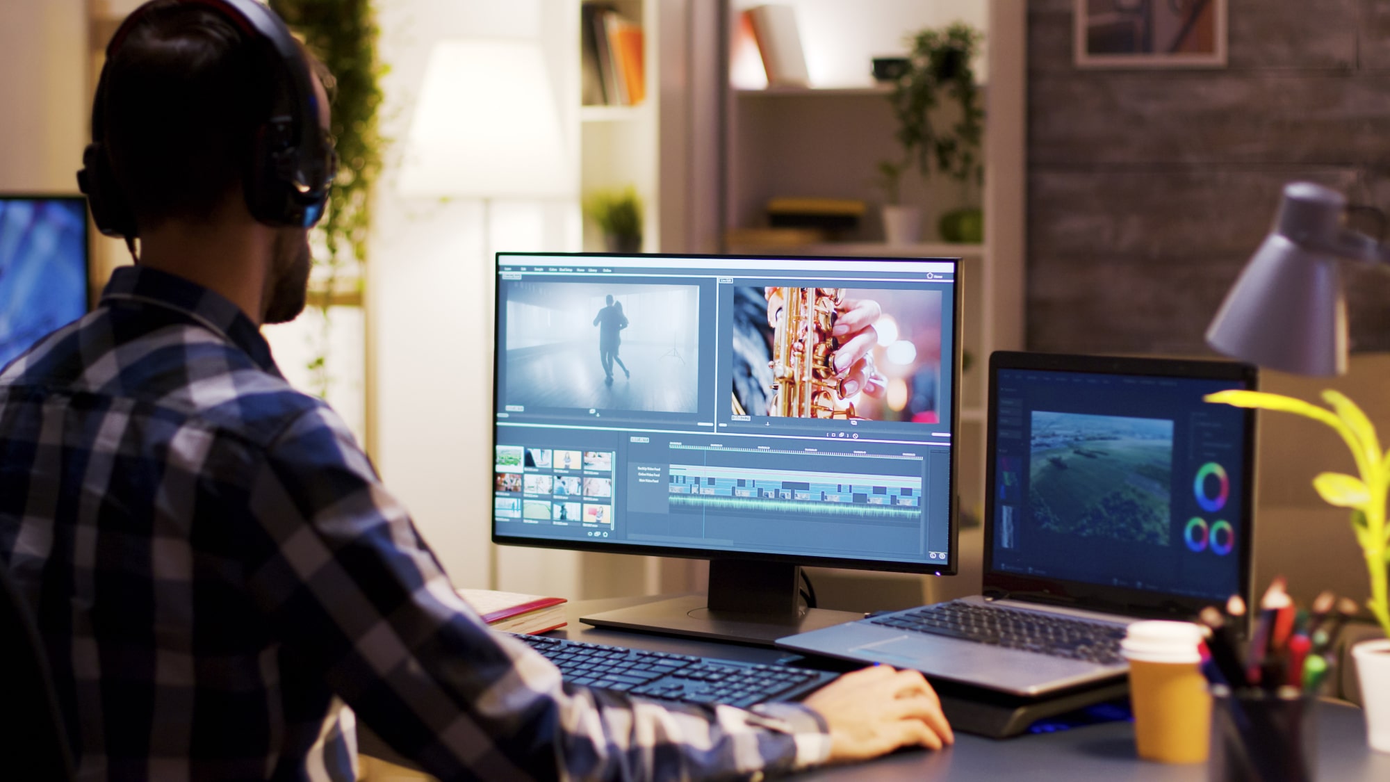 Person editing a video on their computer