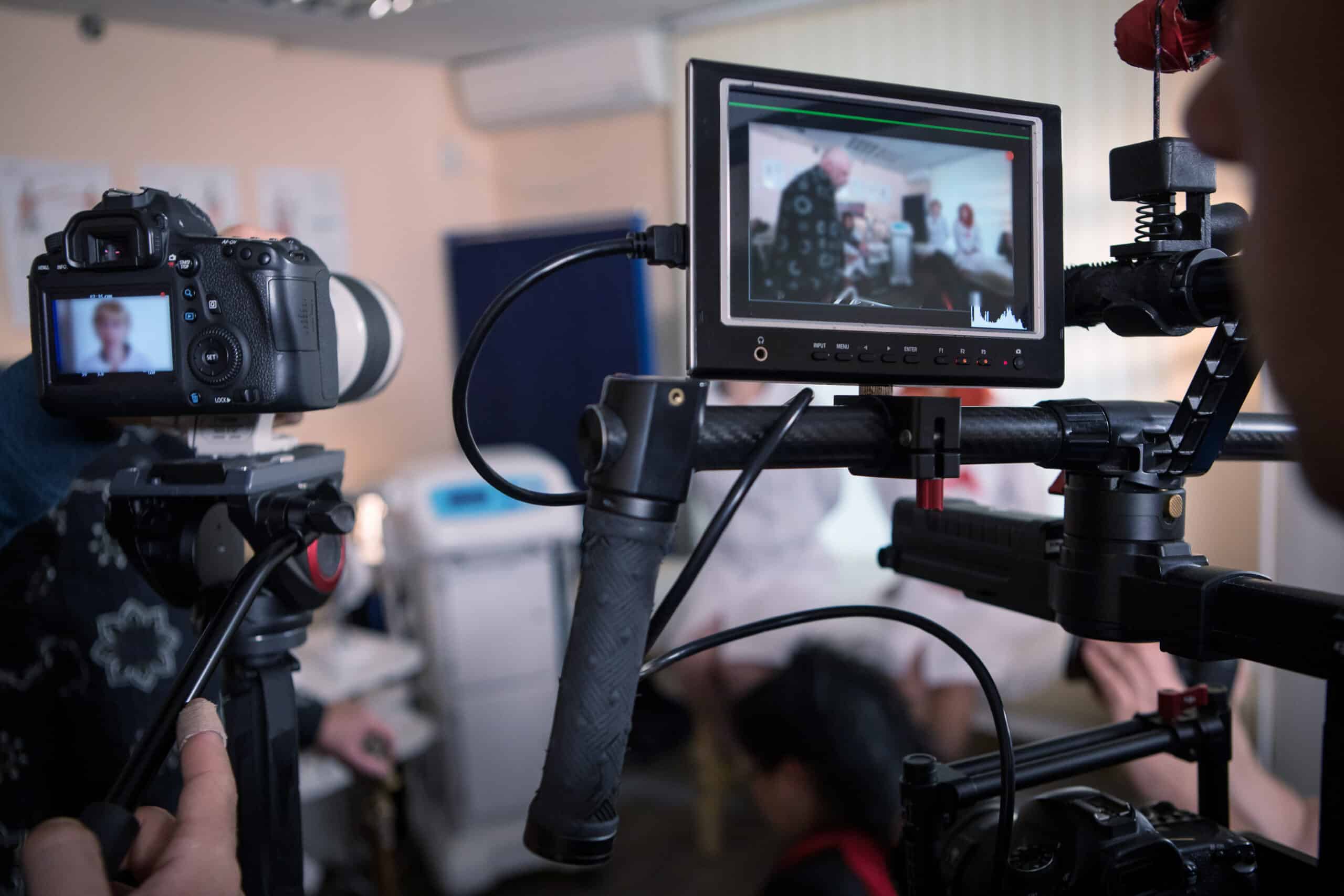 Professional video setup for a product demo shoot